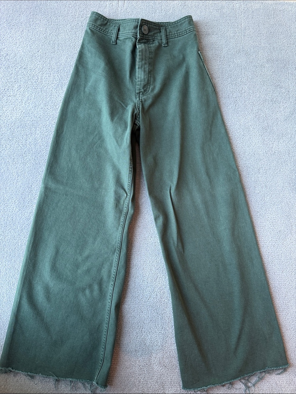 Zara Green Wide Leg Flare Jeans
